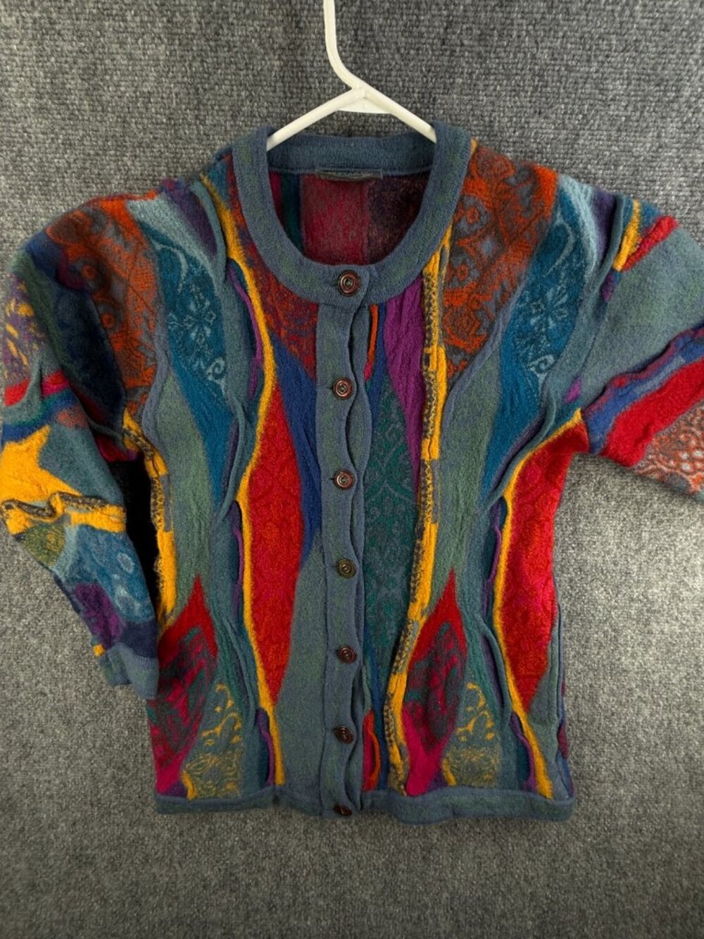 COOGI Australia Women Pure New Wool Xs/small Sweater Intricate Cardigan Colorful